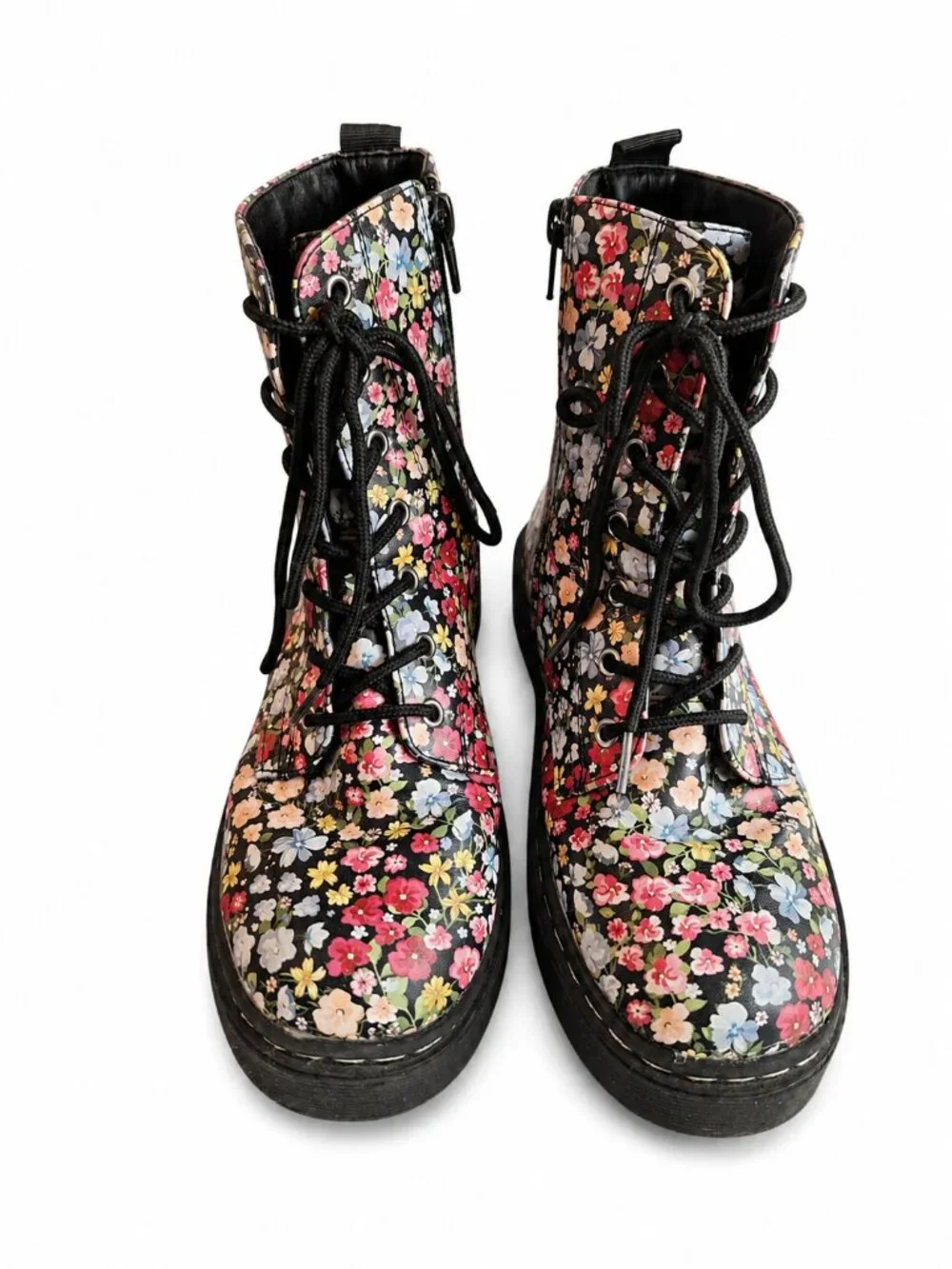Sincerely Jules Sz 5 Floral Combat Boots Cottagecore Whimsy Grunge Lace Up